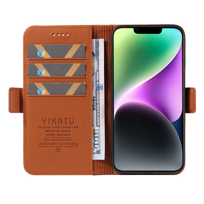 YIKATU YK-003 For iPhone 14 PU Leather Magnetic Flip Case Wallet Stand Protective Cover