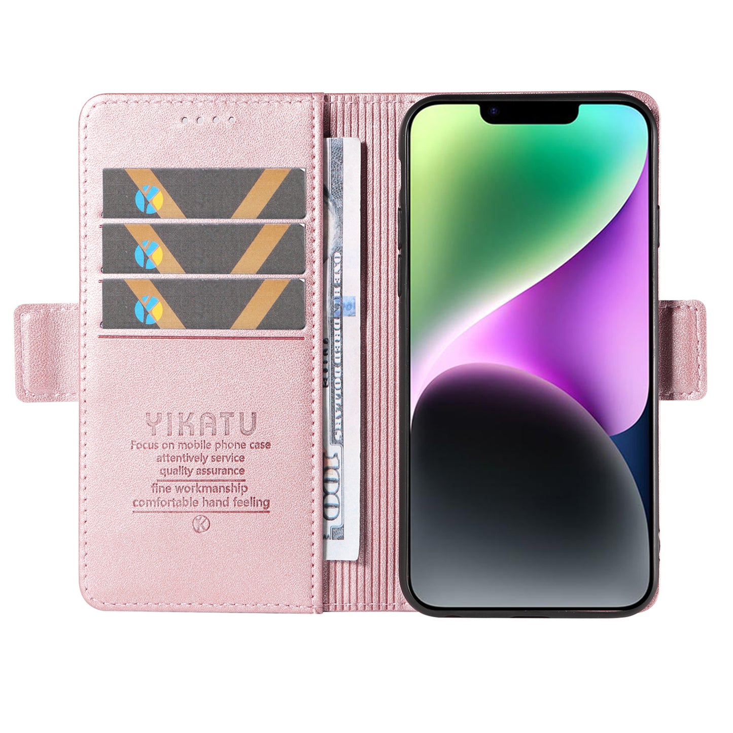 YIKATU YK-003 For iPhone 14 PU Leather Magnetic Flip Case Wallet Stand Protective Cover
