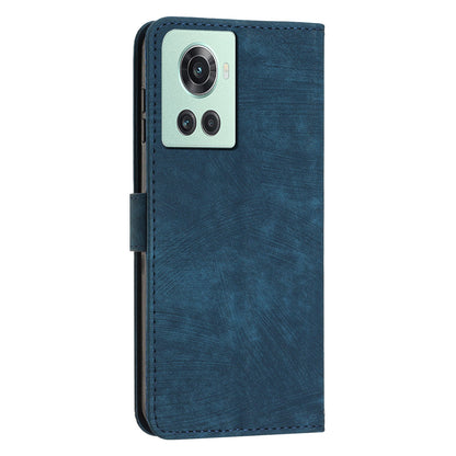 PU Leather Phone Stand Cover for OnePlus Ace 5G , Anti-Scratch Imprinted Lines Wallet Phone Case with Straps