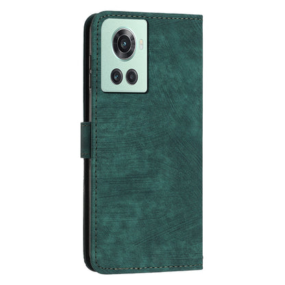PU Leather Phone Stand Cover for OnePlus Ace 5G , Anti-Scratch Imprinted Lines Wallet Phone Case with Straps