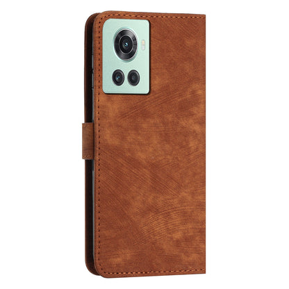 PU Leather Phone Stand Cover for OnePlus Ace 5G , Anti-Scratch Imprinted Lines Wallet Phone Case with Straps