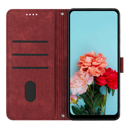 PU Leather Phone Stand Cover for OnePlus Ace 5G , Anti-Scratch Imprinted Lines Wallet Phone Case with Straps