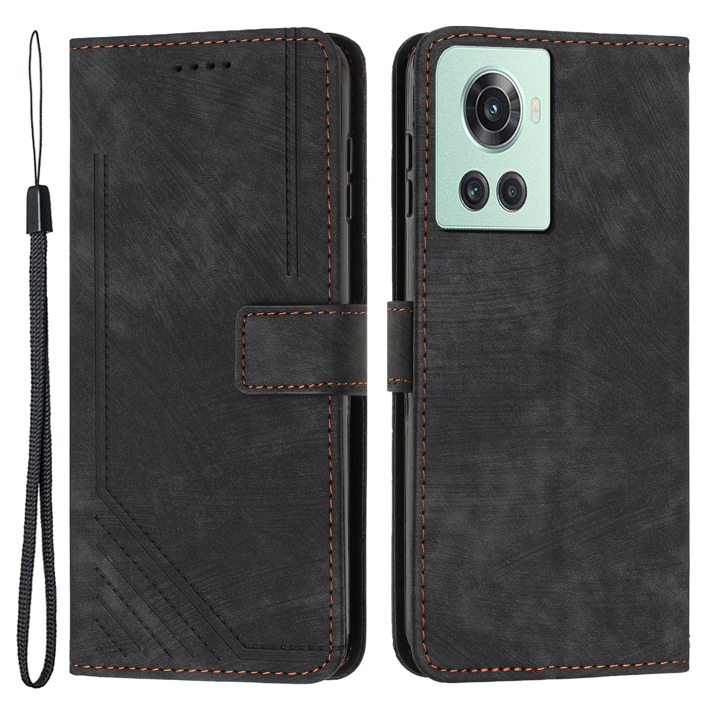 For OnePlus Ace 5G Cell Phone Cover Flip Stand Imprinted Lines Skin-touch Feeling PU Leather Wallet Phone Shell