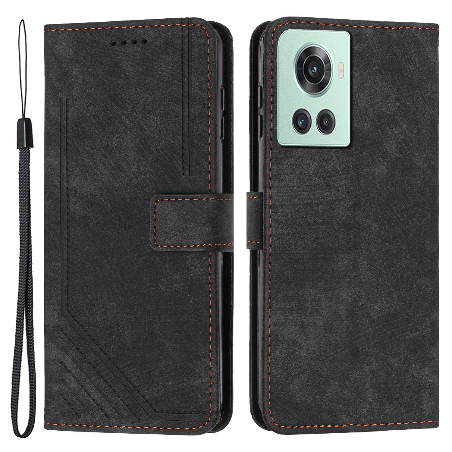 For OnePlus Ace 5G Cell Phone Cover Flip Stand Imprinted Lines Skin-touch Feeling PU Leather Wallet Phone Shell