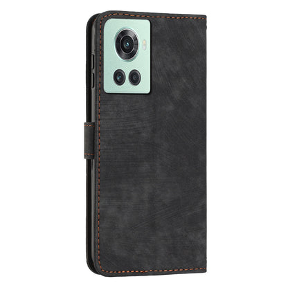 For OnePlus Ace 5G Cell Phone Cover Flip Stand Imprinted Lines Skin-touch Feeling PU Leather Wallet Phone Shell