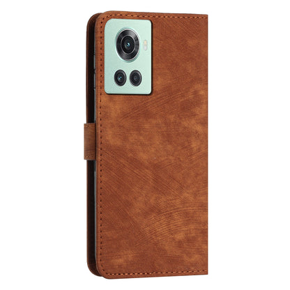 For OnePlus Ace 5G Cell Phone Cover Flip Stand Imprinted Lines Skin-touch Feeling PU Leather Wallet Phone Shell