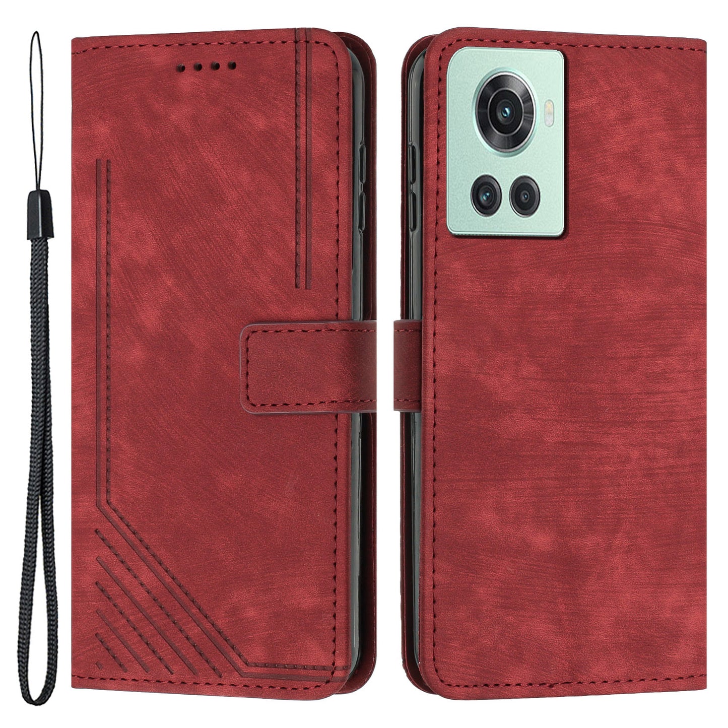 For OnePlus Ace 5G Cell Phone Cover Flip Stand Imprinted Lines Skin-touch Feeling PU Leather Wallet Phone Shell