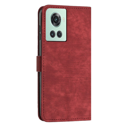 For OnePlus Ace 5G Cell Phone Cover Flip Stand Imprinted Lines Skin-touch Feeling PU Leather Wallet Phone Shell