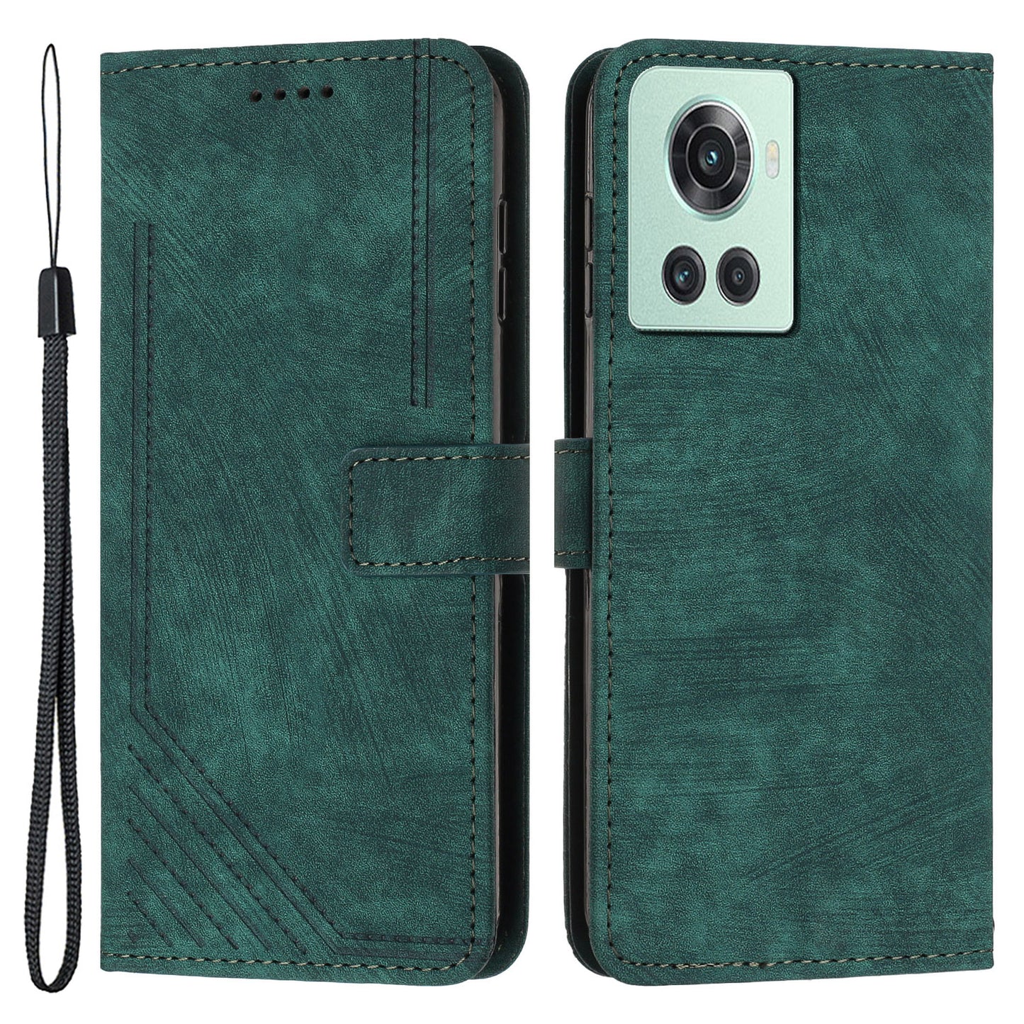 For OnePlus Ace 5G Cell Phone Cover Flip Stand Imprinted Lines Skin-touch Feeling PU Leather Wallet Phone Shell