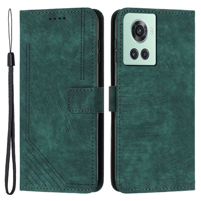 For OnePlus Ace 5G Cell Phone Cover Flip Stand Imprinted Lines Skin-touch Feeling PU Leather Wallet Phone Shell