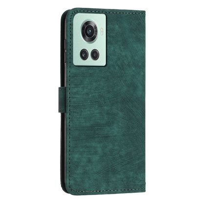 For OnePlus Ace 5G Cell Phone Cover Flip Stand Imprinted Lines Skin-touch Feeling PU Leather Wallet Phone Shell
