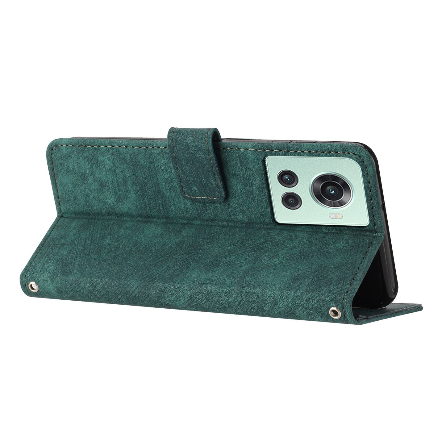 For OnePlus Ace 5G Cell Phone Cover Flip Stand Imprinted Lines Skin-touch Feeling PU Leather Wallet Phone Shell