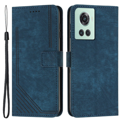 For OnePlus Ace 5G Cell Phone Cover Flip Stand Imprinted Lines Skin-touch Feeling PU Leather Wallet Phone Shell