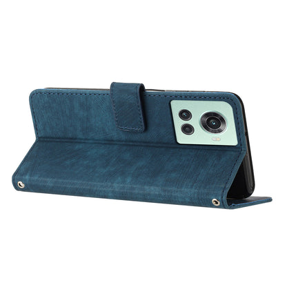 For OnePlus Ace 5G Cell Phone Cover Flip Stand Imprinted Lines Skin-touch Feeling PU Leather Wallet Phone Shell