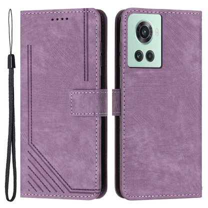 For OnePlus Ace 5G Cell Phone Cover Flip Stand Imprinted Lines Skin-touch Feeling PU Leather Wallet Phone Shell