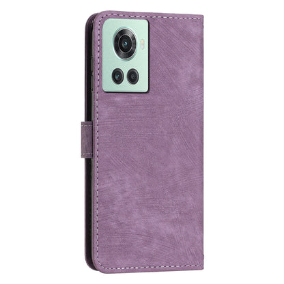 For OnePlus Ace 5G Cell Phone Cover Flip Stand Imprinted Lines Skin-touch Feeling PU Leather Wallet Phone Shell