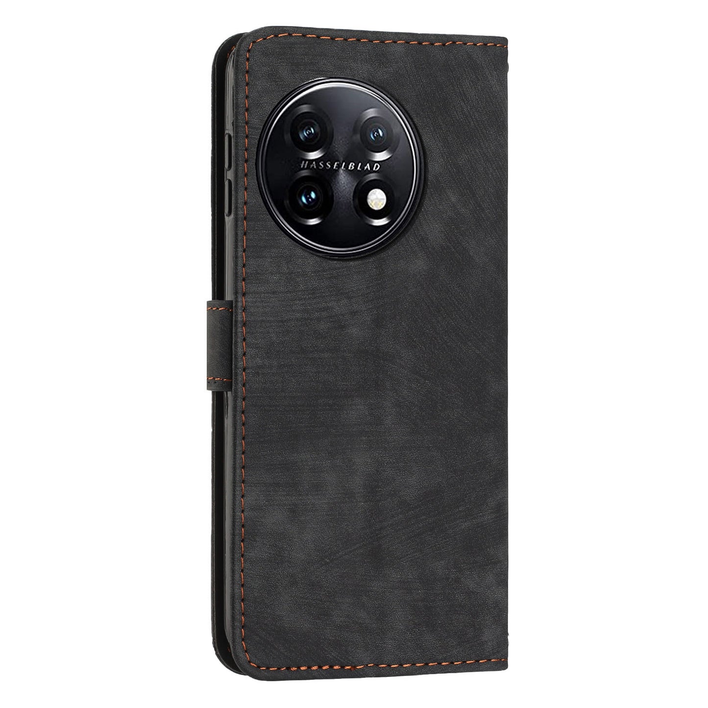 For OnePlus 11 5G Shockproof Phone Case Stand Imprinted Lines PU Leather Wallet Skin-touch Phone Cover