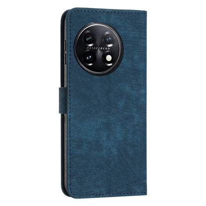For OnePlus 11 5G PU Leather Skin-touch Wallet Case Stand Lines Imprinted TPU Inner Shell Phone Cover