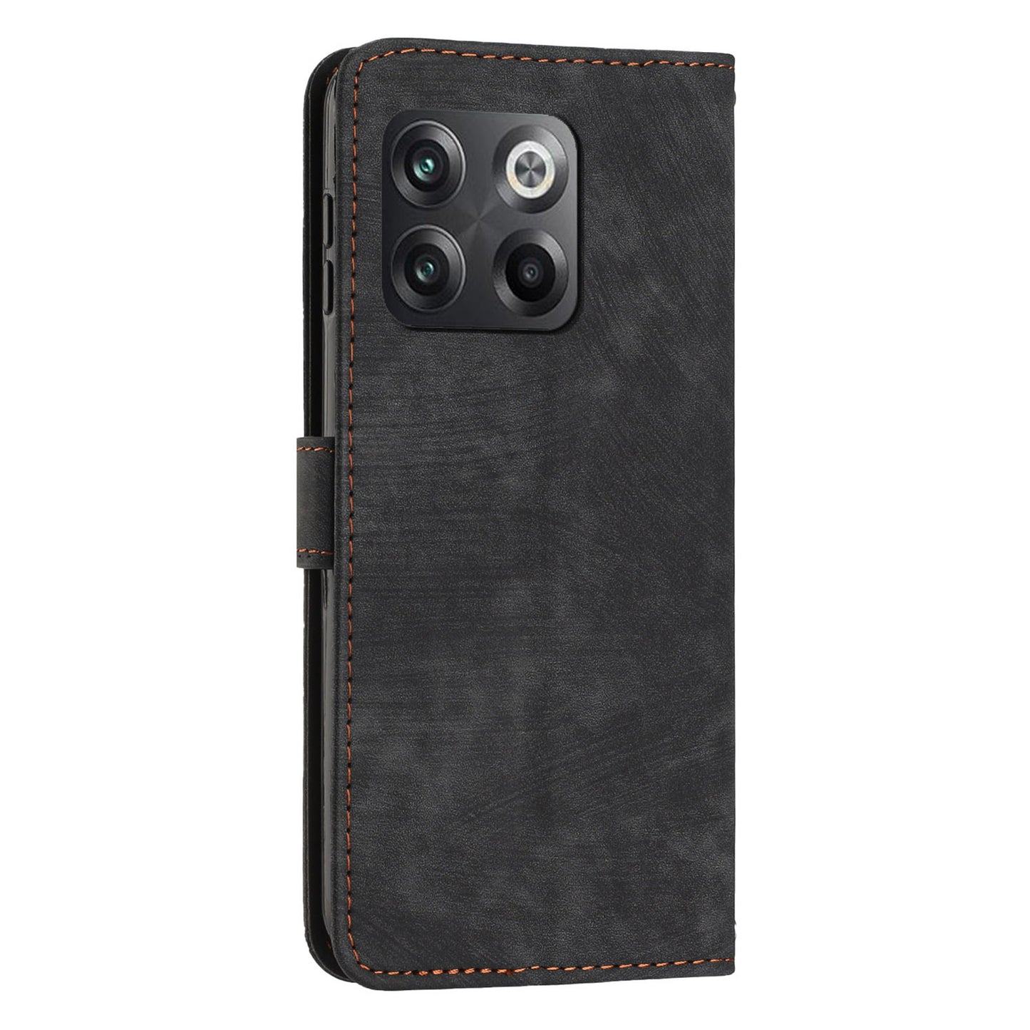 For OnePlus Ace Pro 5G / 10T 5G Wallet Phone Stand Case Lines Imprinted PU Leather Cover with Straps
