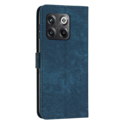 For OnePlus Ace Pro 5G / 10T 5G Wallet Phone Stand Case Lines Imprinted PU Leather Cover with Straps