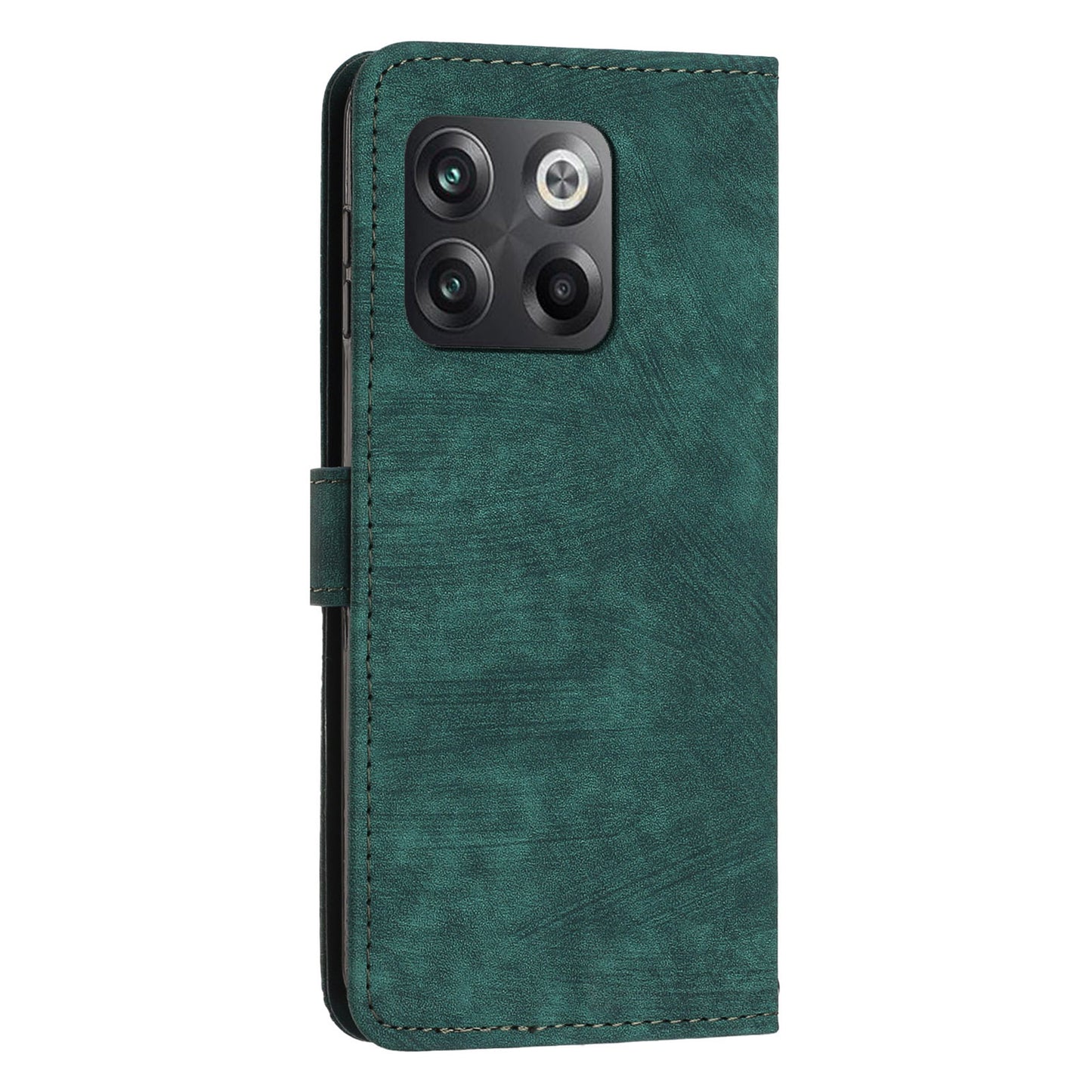For OnePlus Ace Pro 5G / 10T 5G Wallet Phone Stand Case Lines Imprinted PU Leather Cover with Straps
