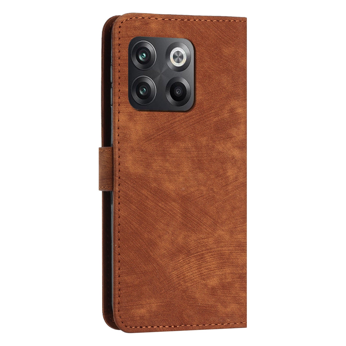 For OnePlus Ace Pro 5G / 10T 5G Wallet Phone Stand Case Lines Imprinted PU Leather Cover with Straps