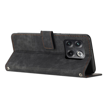 For OnePlus Ace Pro 5G / 10T 5G Imprinted Lines PU Leather Phone Cover Flip Stand Wallet Skin-touch Phone Case