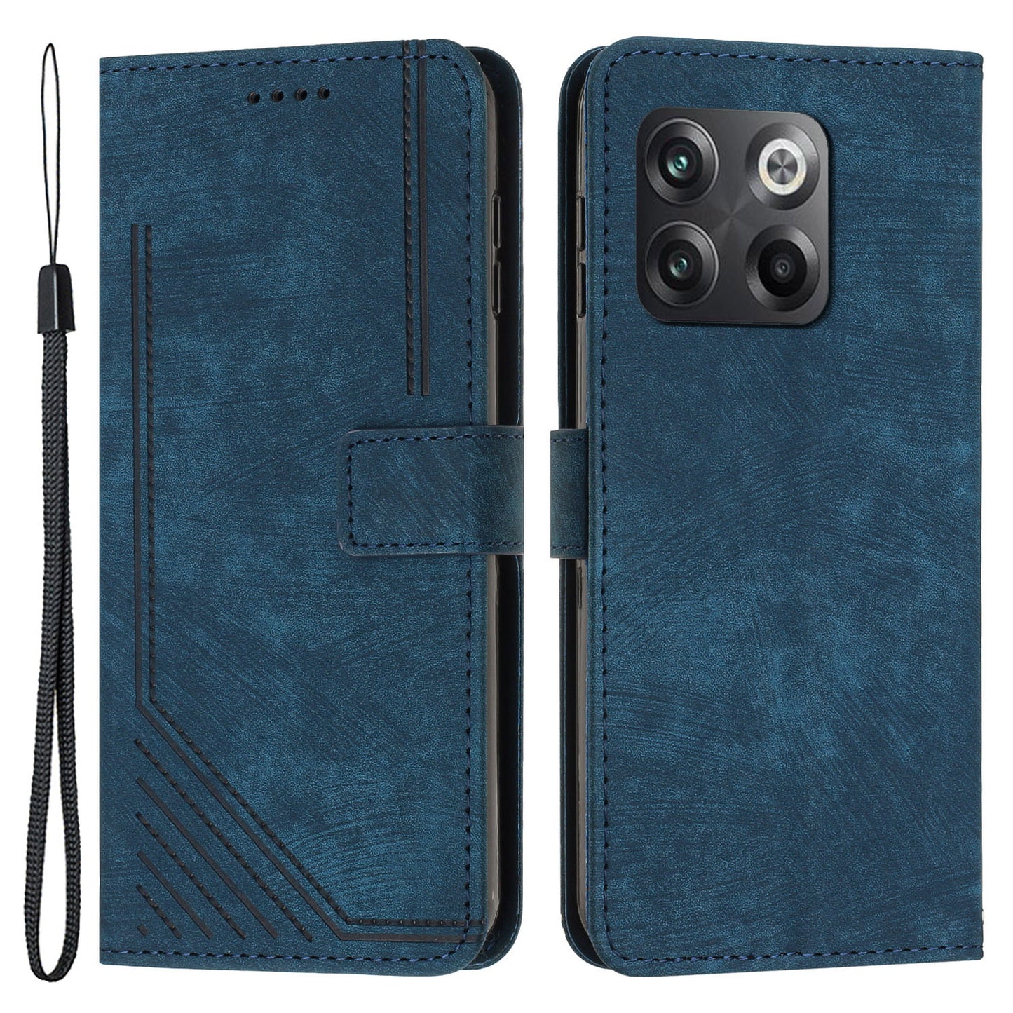 For OnePlus Ace Pro 5G / 10T 5G Imprinted Lines PU Leather Phone Cover Flip Stand Wallet Skin-touch Phone Case
