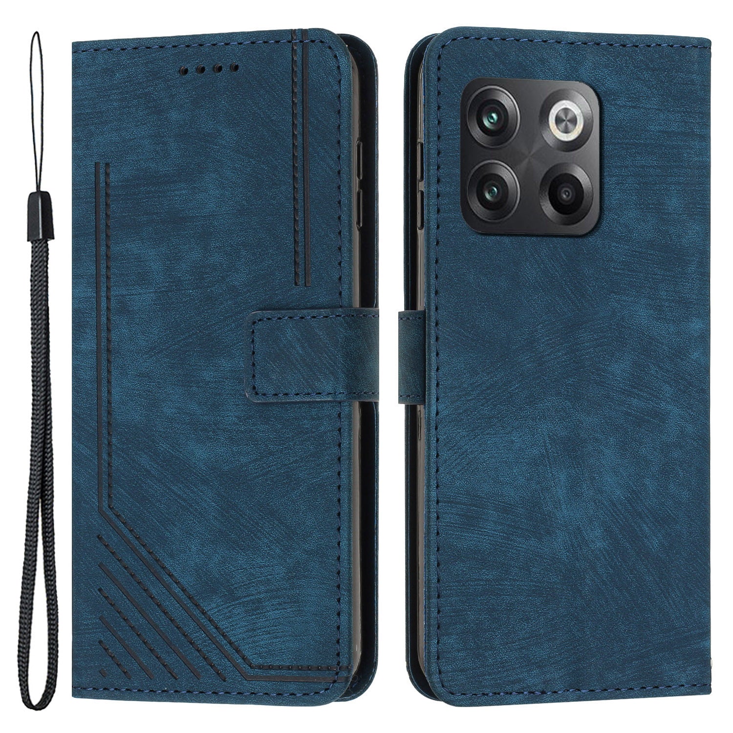 For OnePlus Ace Pro 5G / 10T 5G Imprinted Lines PU Leather Phone Cover Flip Stand Wallet Skin-touch Phone Case