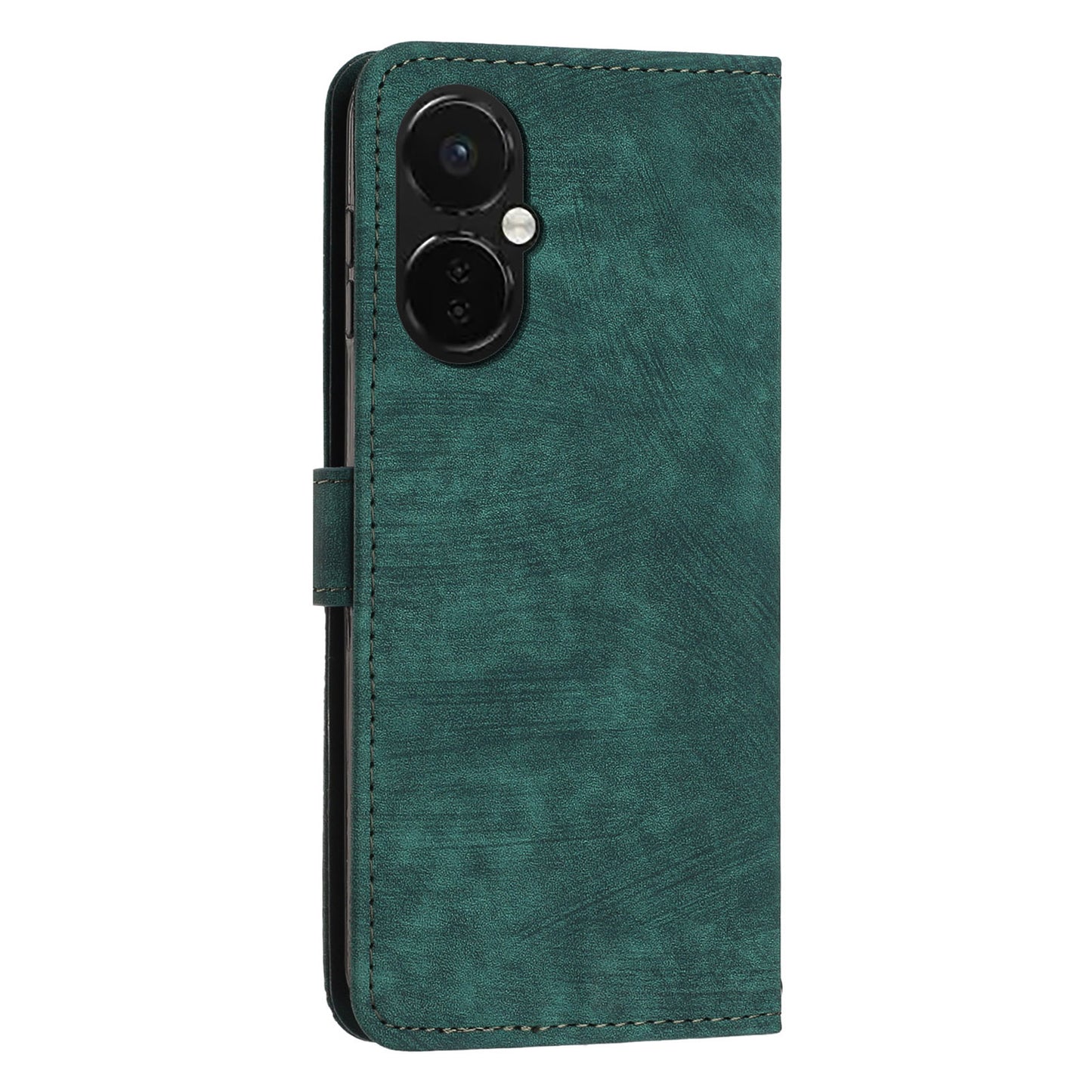 For OnePlus Nord CE 3 5G PU Leather Wallet Phone Stand Case Lines Imprinted Cover with Straps