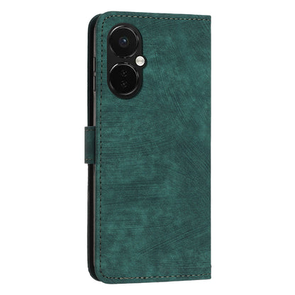 For OnePlus Nord CE 3 5G PU Leather Wallet Phone Stand Case Lines Imprinted Cover with Straps