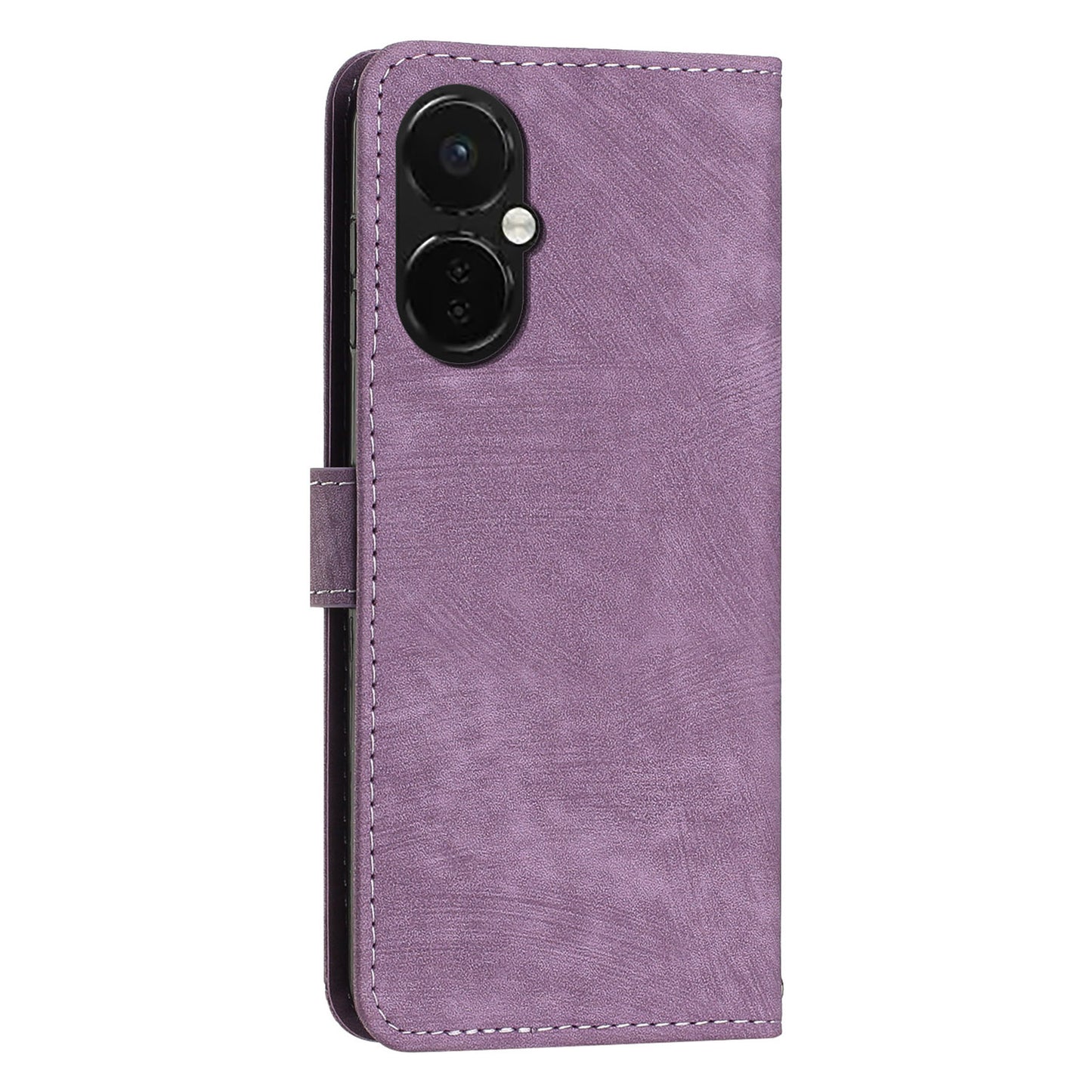 For OnePlus Nord CE 3 5G PU Leather Wallet Phone Stand Case Lines Imprinted Cover with Straps
