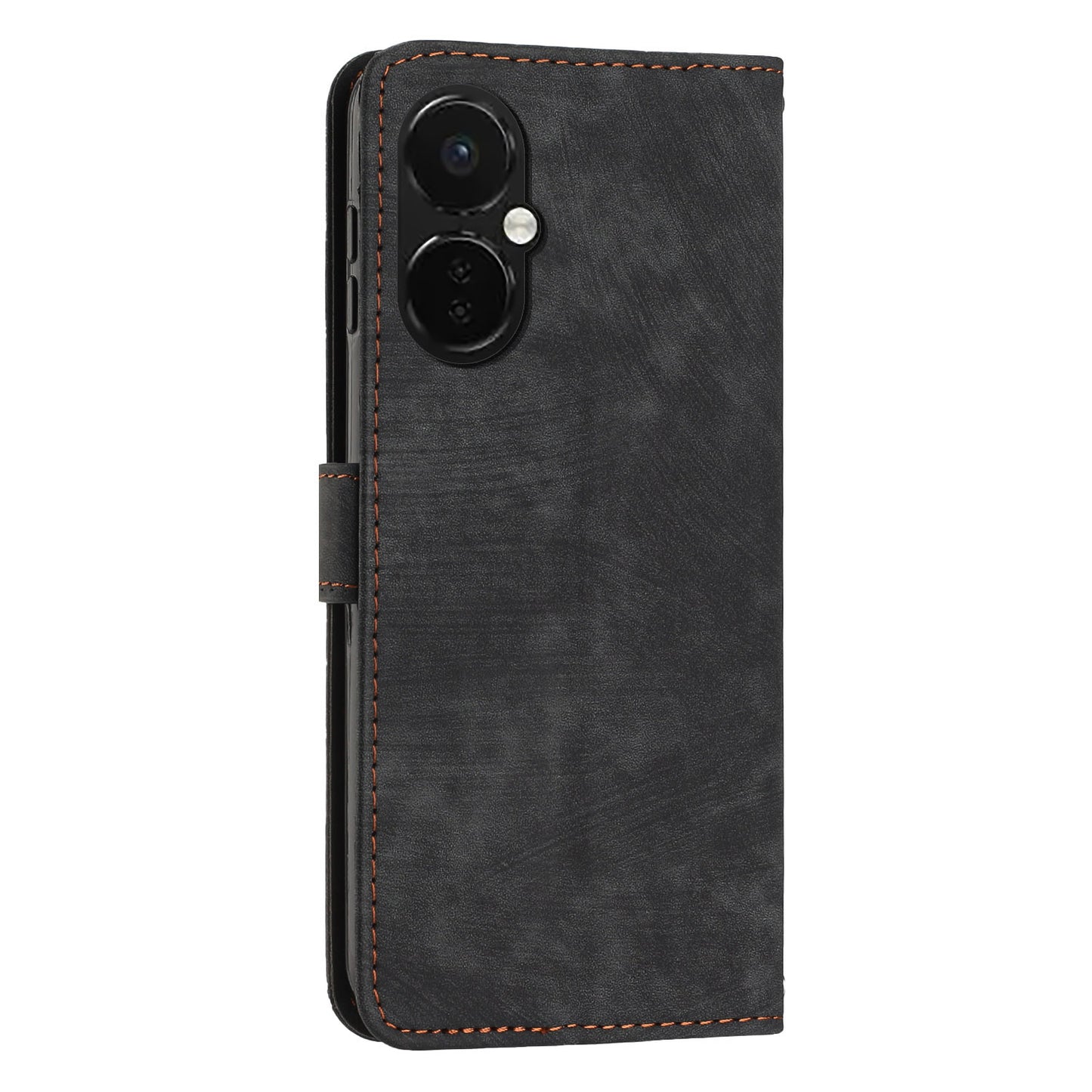 Flip Stand Phone Case for OnePlus Nord CE 3 5G , Imprint Lines PU Leather Skin-touch Phone Cover Wallet