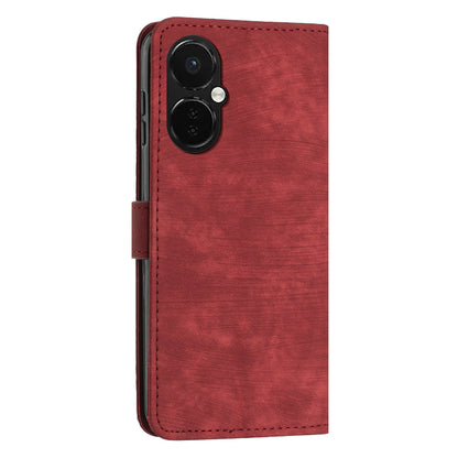 Flip Stand Phone Case for OnePlus Nord CE 3 5G , Imprint Lines PU Leather Skin-touch Phone Cover Wallet