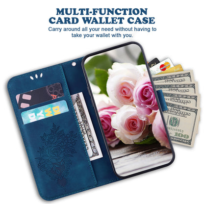 For Xiaomi 13 Lite / Civi 2 5G PU Leather Wallet Phone Case Imprinted Rose Butterfly Stand Cover