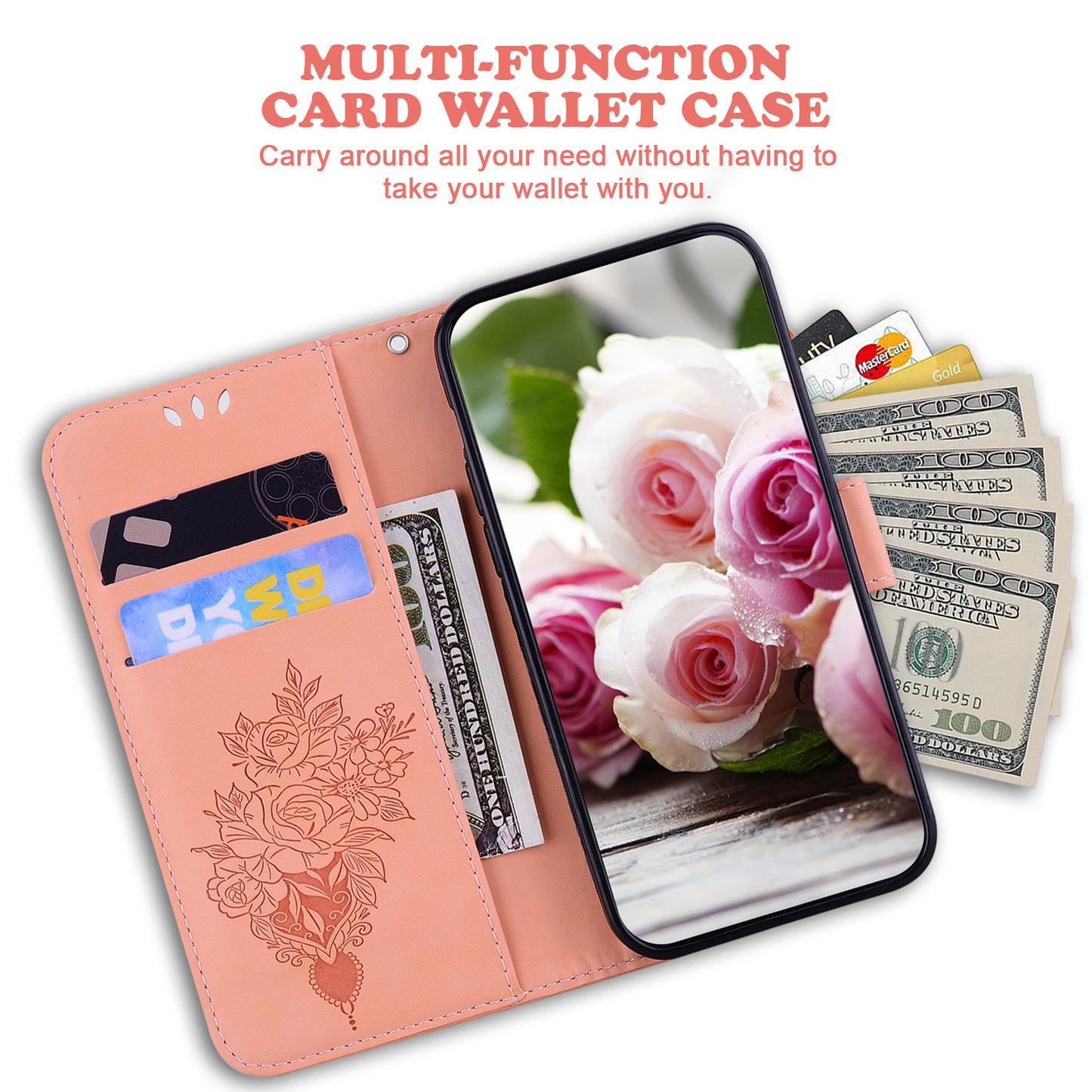For Xiaomi 13 Lite / Civi 2 5G PU Leather Wallet Phone Case Imprinted Rose Butterfly Stand Cover