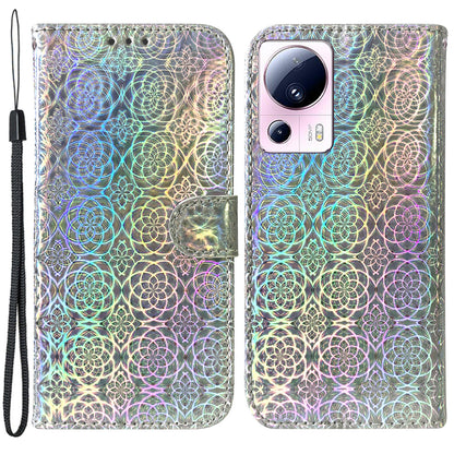 For Xiaomi 13 Lite / Civi 2 5G PU Leather Wallet Phone Case Dazzling Flower Pattern Flip Stand Shockproof Shell