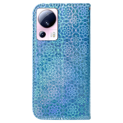 For Xiaomi 13 Lite / Civi 2 5G PU Leather Wallet Phone Case Dazzling Flower Pattern Flip Stand Shockproof Shell
