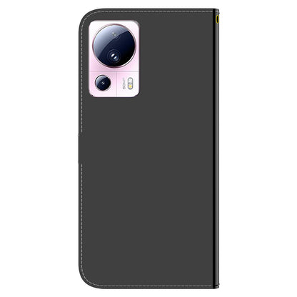 For Xiaomi 13 Lite / Civi 2 5G Mirror-Like Surface Leather Wallet Stand Cover Anti-drop Phone Case with Strap
