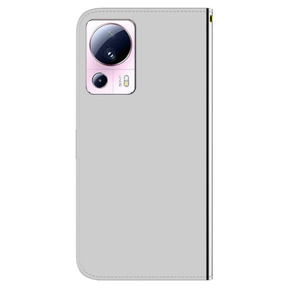 For Xiaomi 13 Lite / Civi 2 5G Mirror-Like Surface Leather Wallet Stand Cover Anti-drop Phone Case with Strap