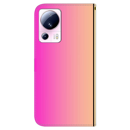 For Xiaomi 13 Lite / Civi 2 5G Mirror-Like Surface Leather Wallet Stand Cover Anti-drop Phone Case with Strap