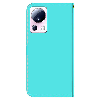 For Xiaomi 13 Lite / Civi 2 5G Mirror-Like Surface Leather Wallet Stand Cover Anti-drop Phone Case with Strap