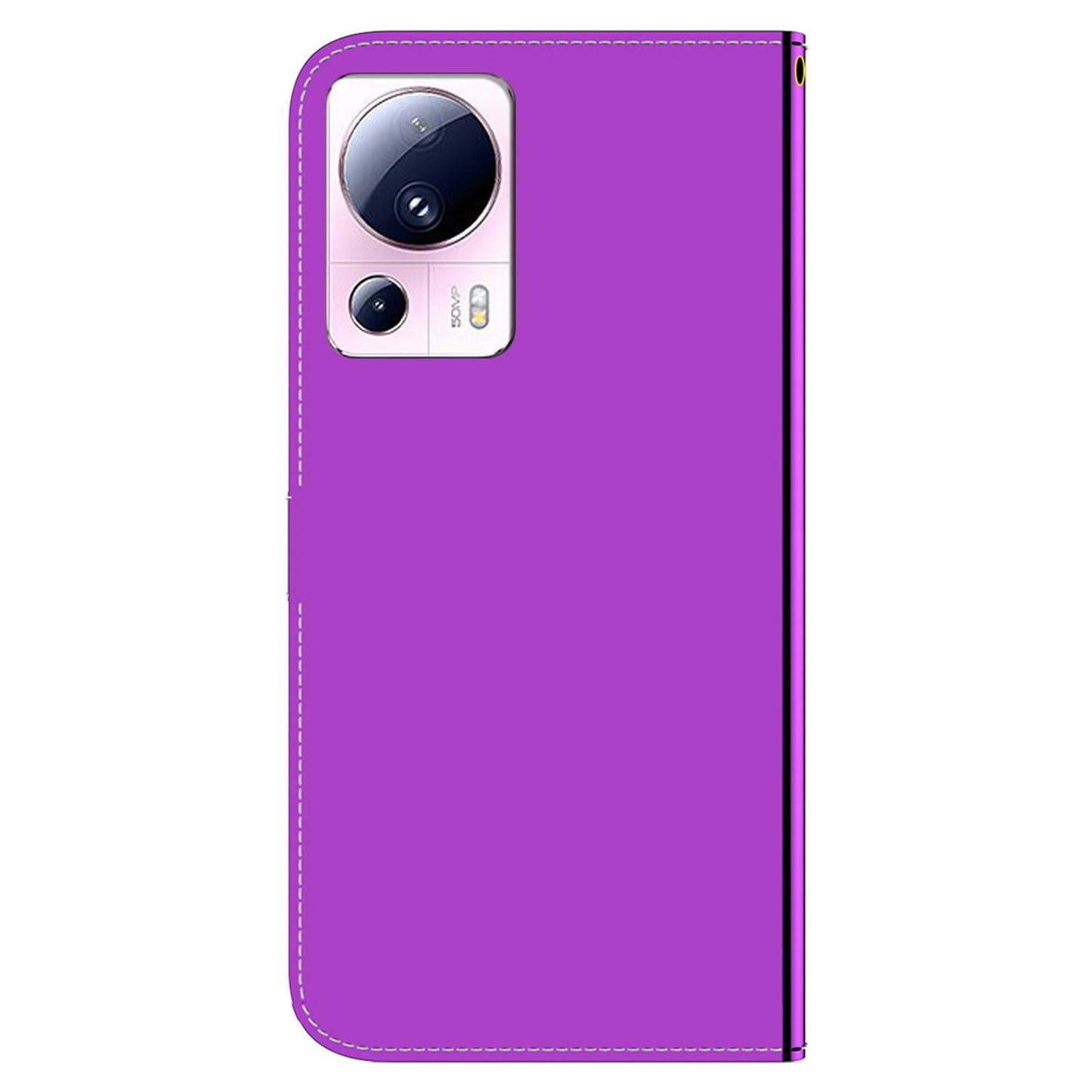 For Xiaomi 13 Lite / Civi 2 5G Mirror-Like Surface Leather Wallet Stand Cover Anti-drop Phone Case with Strap