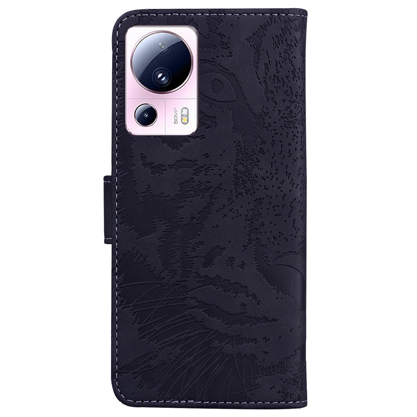 Wallet Stand Case for Xiaomi 13 Lite / Civi 2 5G PU Leather Tiger Imprinted Shockproof Phone Cover