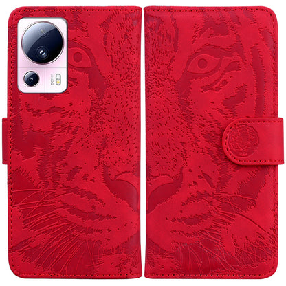 Wallet Stand Case for Xiaomi 13 Lite / Civi 2 5G PU Leather Tiger Imprinted Shockproof Phone Cover