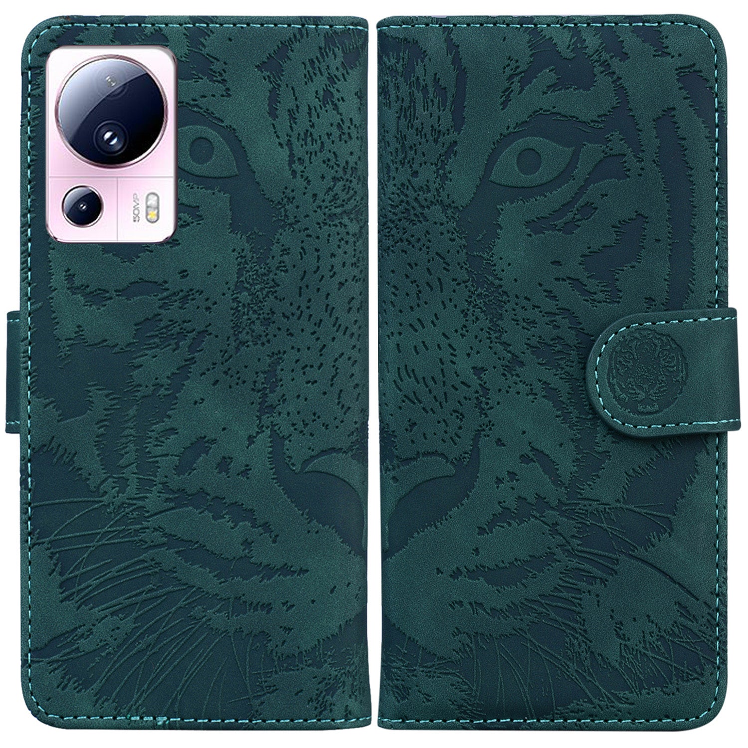 Wallet Stand Case for Xiaomi 13 Lite / Civi 2 5G PU Leather Tiger Imprinted Shockproof Phone Cover
