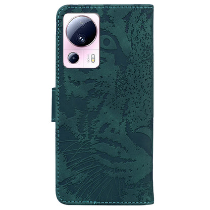 Wallet Stand Case for Xiaomi 13 Lite / Civi 2 5G PU Leather Tiger Imprinted Shockproof Phone Cover