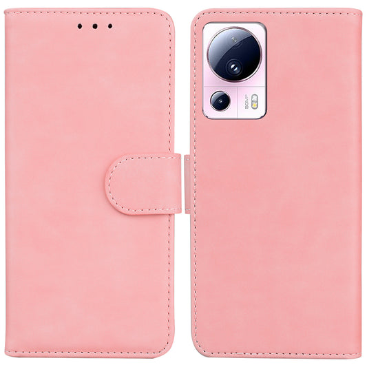 Solid Color Phone Case for Xiaomi 13 Lite / Civi 2 5G PU Leather Wallet Stand Anti-drop Cell Phone Cover