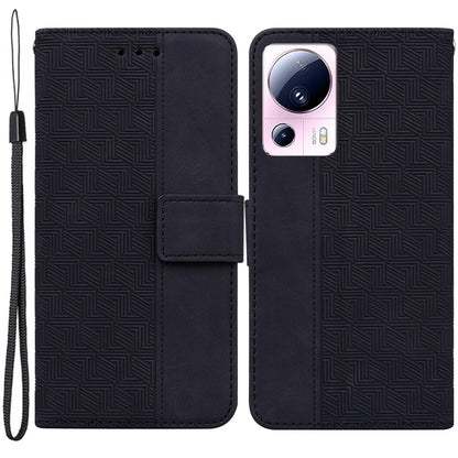 For Xiaomi 13 Lite / Civi 2 5G Wallet Leather Case Geometry Pattern Imprinted Phone Stand Cover