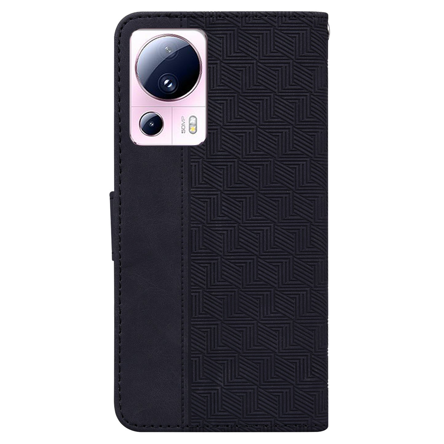 For Xiaomi 13 Lite / Civi 2 5G Wallet Leather Case Geometry Pattern Imprinted Phone Stand Cover
